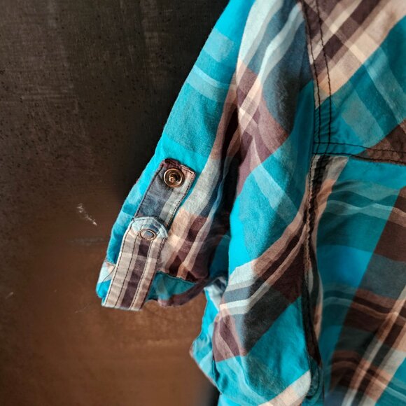 ❤️ GUC Men's Size Large Blue Plaid Eighty Eight Button Up Shirt - Picture 7 of 8